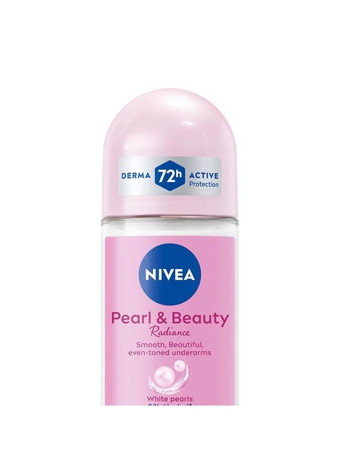 Nivea Women Deodorant Roll On Pearl & Beauty Radiance 50 Ml | For Eventoned Smooth & Beautiful Underarms - Image 1